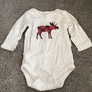 3-6m long sleeve moose print body suit